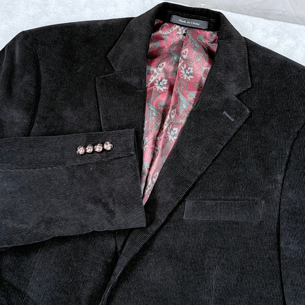 Lauren Ralph Lauren Corduroy Blazer Mens 44L Dark Brown Paisley Lined Sport Coat